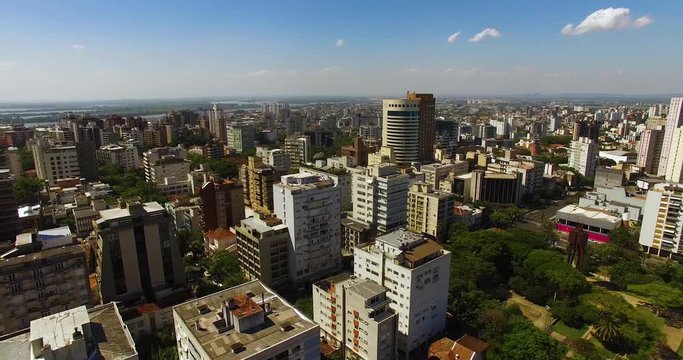 Porto Alegre, Rio Grande do Sul: Aerial view of the city. Airflow Creations travel and business urban view. Natural light. 