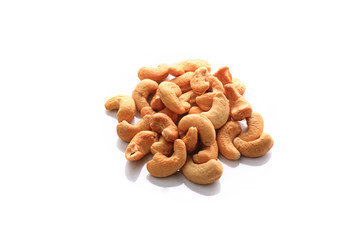 set of cashew nuts isolated on white background