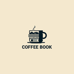 Coffee book library adventure modern line art logo design inspiration custom logo design vector