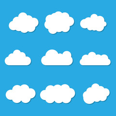 Clouds icon set with shadow