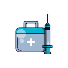 first aid kit with medical injection