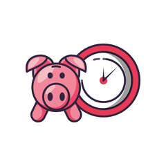 clock time with piggy bank