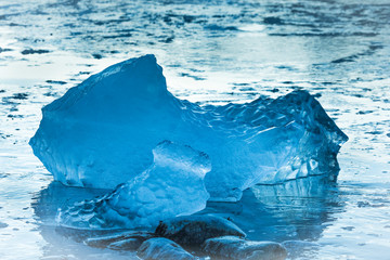 Melting glacial ice on shore