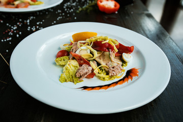 pasta with seafood and vegetables