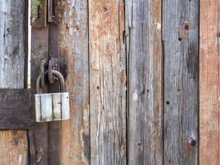 Old wooden wall painted with paint.
