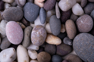 Varied pebbles top view texture
