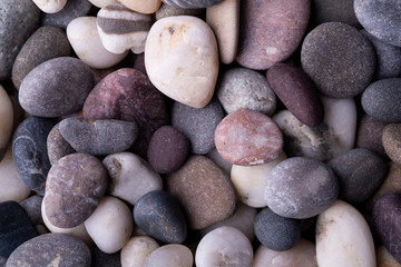 Varied pebbles top view texture