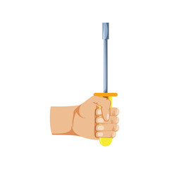 hand with screwdriver tool isolated icon