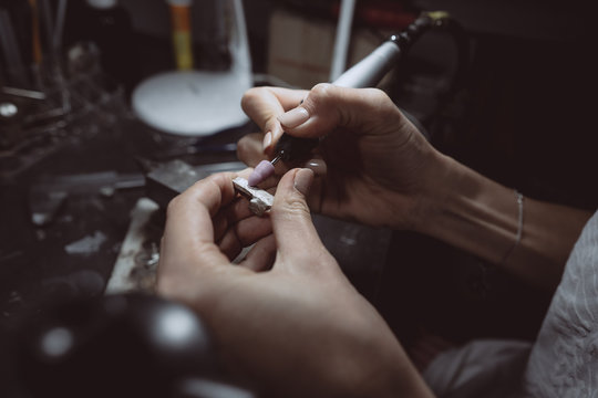 The master processes the valuable metal in the home workshop