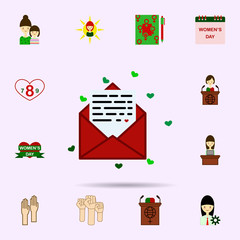 Letter, heart, mail color icon. Universal set of 8 march for website design and development, app development