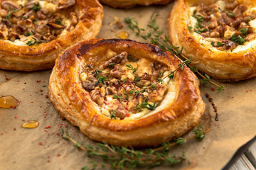 Puff Pastry Tart with Walnuts, Cheese, and Honey