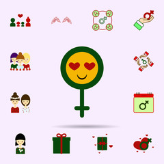 Fototapeta premium Woman symbol, Smile, eye heart color icon. Universal set of 8 march for website design and development, app development