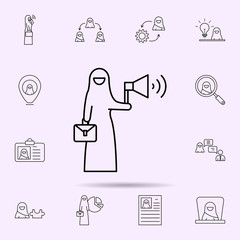 announcement,  Muslim businesswoman icon. Universal set of muslim businesswoman for website design and development, app development