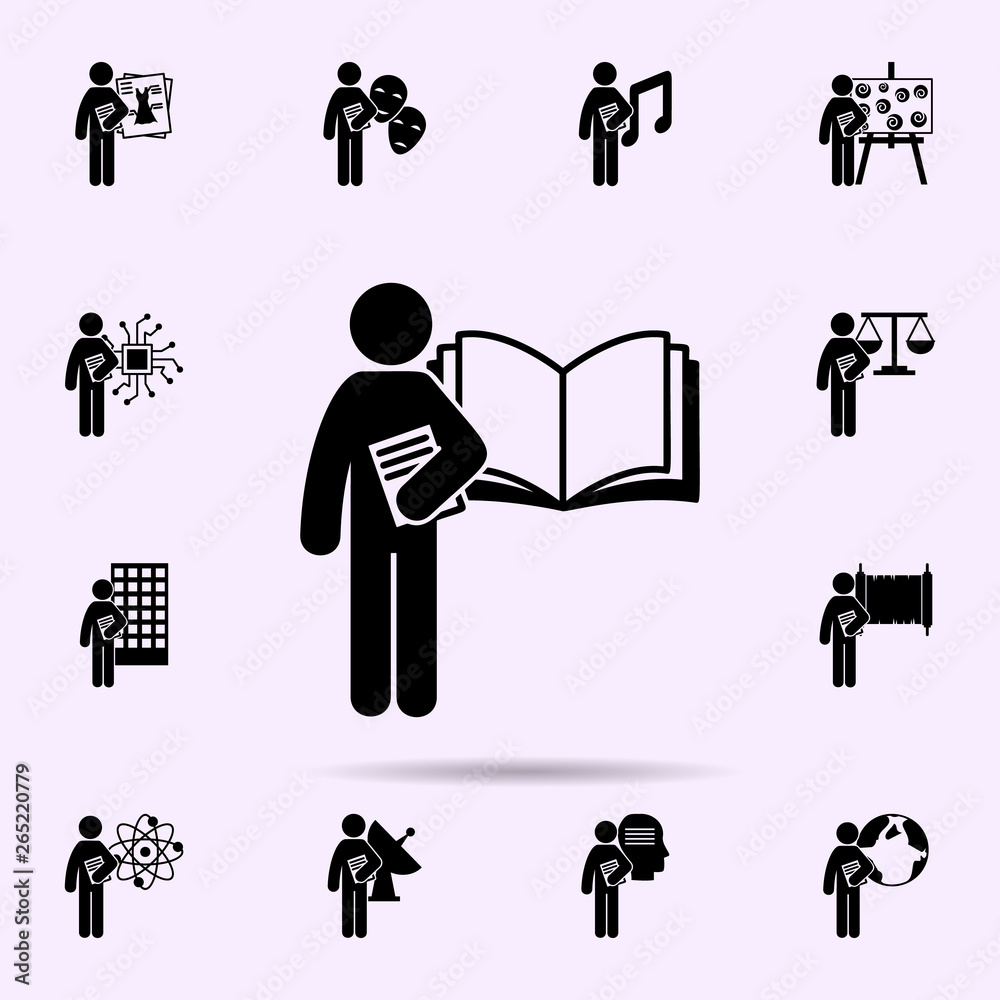 Aufkleber man with language degree icon. universal set of student degree for website design and development, a
