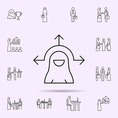 decision making, Muslim businesswoman icon. Universal set of muslim businesswoman for website design and development, app development