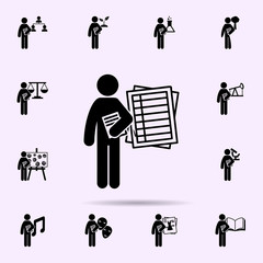 man with accounts degree icon. Universal set of student degree for website design and development, app development