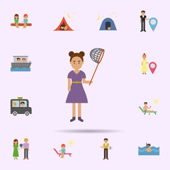 Butterfly, woman cartoon icon. Universal set of travel for website design and development, app development