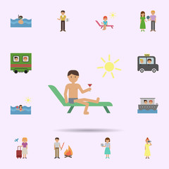 Beach, man, sun cartoon icon. Universal set of travel for website design and development, app development