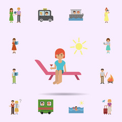 Beach, woman, sun cartoon icon. Universal set of travel for website design and development, app development