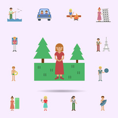 Forest, woman cartoon icon. Universal set of travel for website design and development, app development