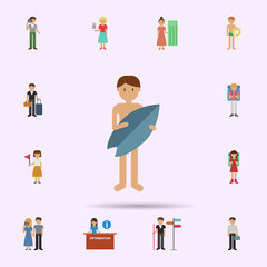 Surfer, man cartoon icon. Universal set of travel for website design and development, app development