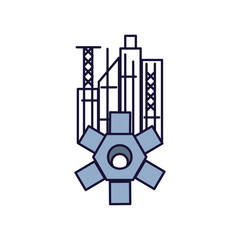 gear pinion machine with cityscape