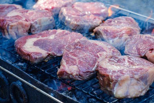 Raw meat beef steak grill,  barbecue.