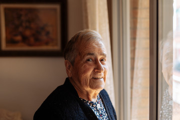 Portrait of elderly woman with Alzheimer's.