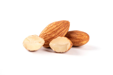 Almond nuts isolated on white background