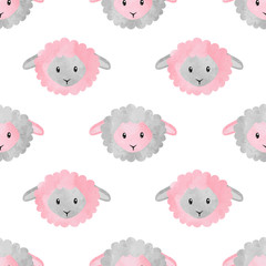 Seamless vector pattern with cute watrcolor sheep.