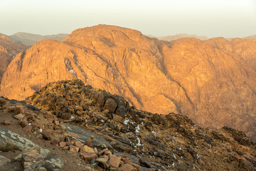 Middle East or Africa, picturesque bare mountain range and a large sandy valley desert landscapes landscape photography