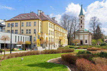 View of Hoff Square in Wisla in Poland