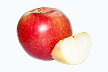 Red apple on white background.Fresh red apple isolated on white. With clipping path