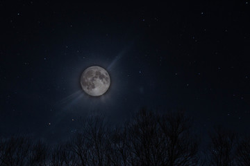 Fototapeta na wymiar the moon on a cold winter night