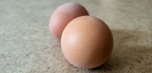 Two chicken eggs. Two eggs close up.Boiled eggs