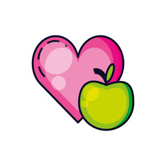 fresh apple fruit with heart