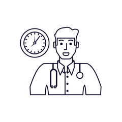 doctor professional with clock time