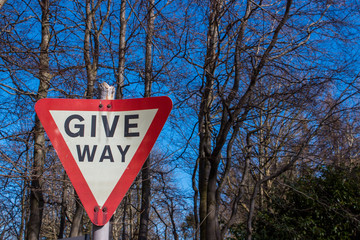"Give Way" UK Street Sign