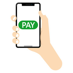キャッシュレス決済：スマホ 文字無し 白 画面 PAY