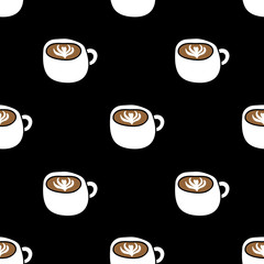 cappuccino seamless doodle pattern