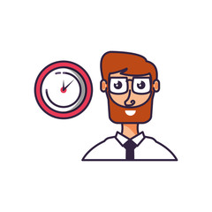 businessman elegant with clock time