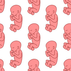 fetus seamless doodle pattern