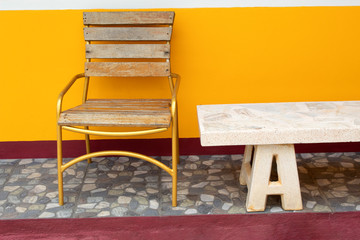 old wooden bench in park