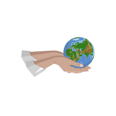 hands holding globe earth,save the planet concept. vector illustration for poster,wallpaper,banner,sticker and other uses