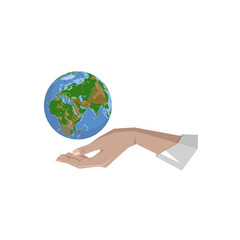 hands holding globe earth,save the planet concept. vector illustration for poster,wallpaper,banner,sticker and other uses