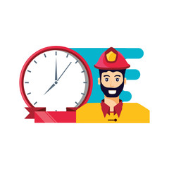 firefighter professional with clock time