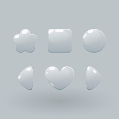 Set of transparent water gui set. Realistic vector buttons illustration.