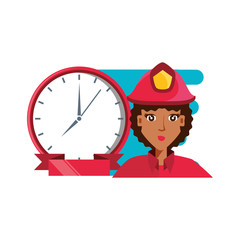 firefighter professional female with clock time