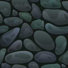 Cartoon pebble rocks seamless tile pattern, stone vector background for mobile game design.