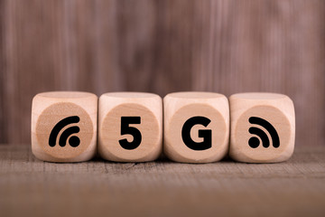 Wooden Blocks With 5G Text